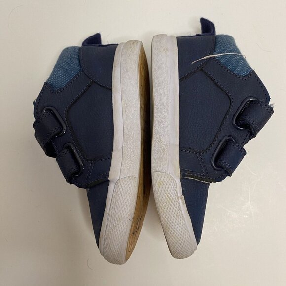 Cat & Jack low top blue sneakers faux leather hook & loop shoes little kids 6 - Picture 6 of 8